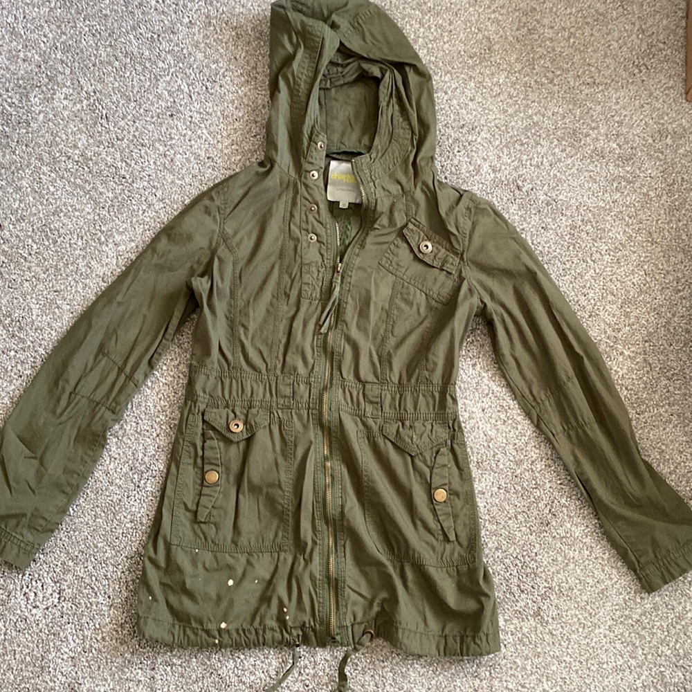 Selling a Olive Green Utility Jacket for $10 size extra small